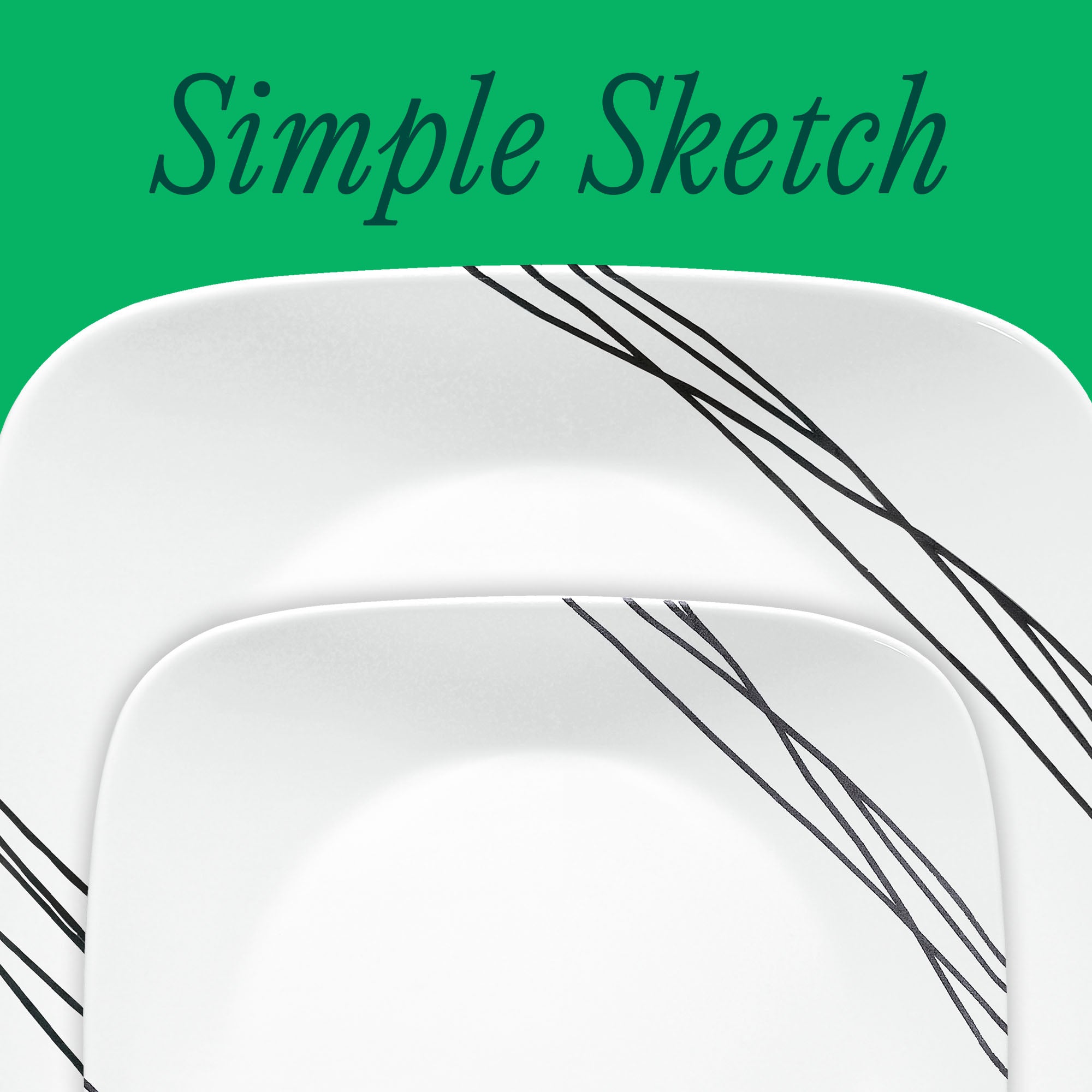 Corelle® Square Simple Sketch 18-piece Dinnerware Set. Service for 6 - Image 2