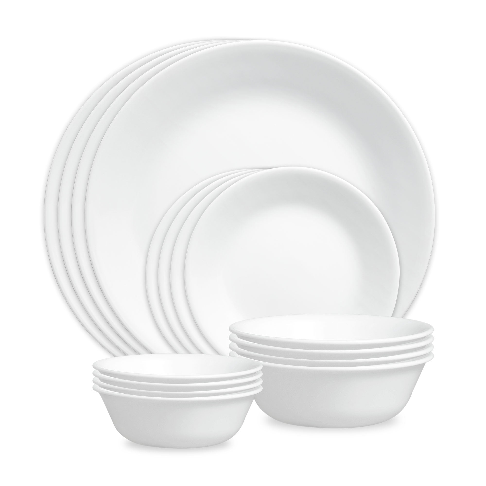 Corelle® Winter Frost White 16-piece Mugless Dinnerware Set. Service for 4