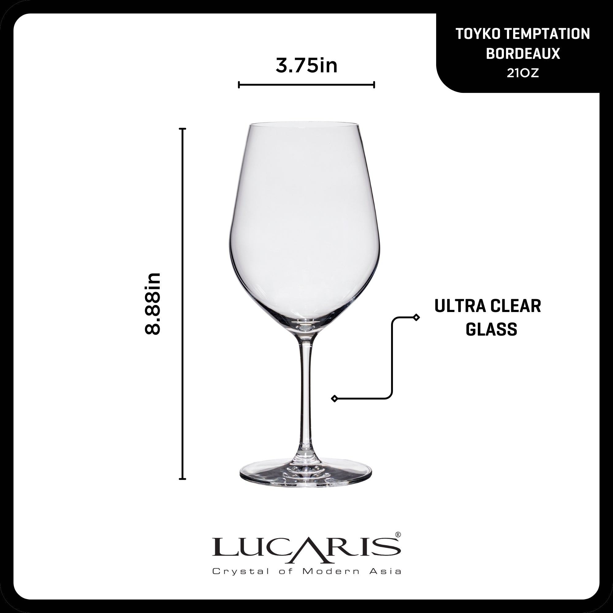 Lucaris Tokyo Temptation Bordeaux Glasses (4-Pieces). 21-ounce. Dishwasher Safe. Lead-free Crystalline - Image 3