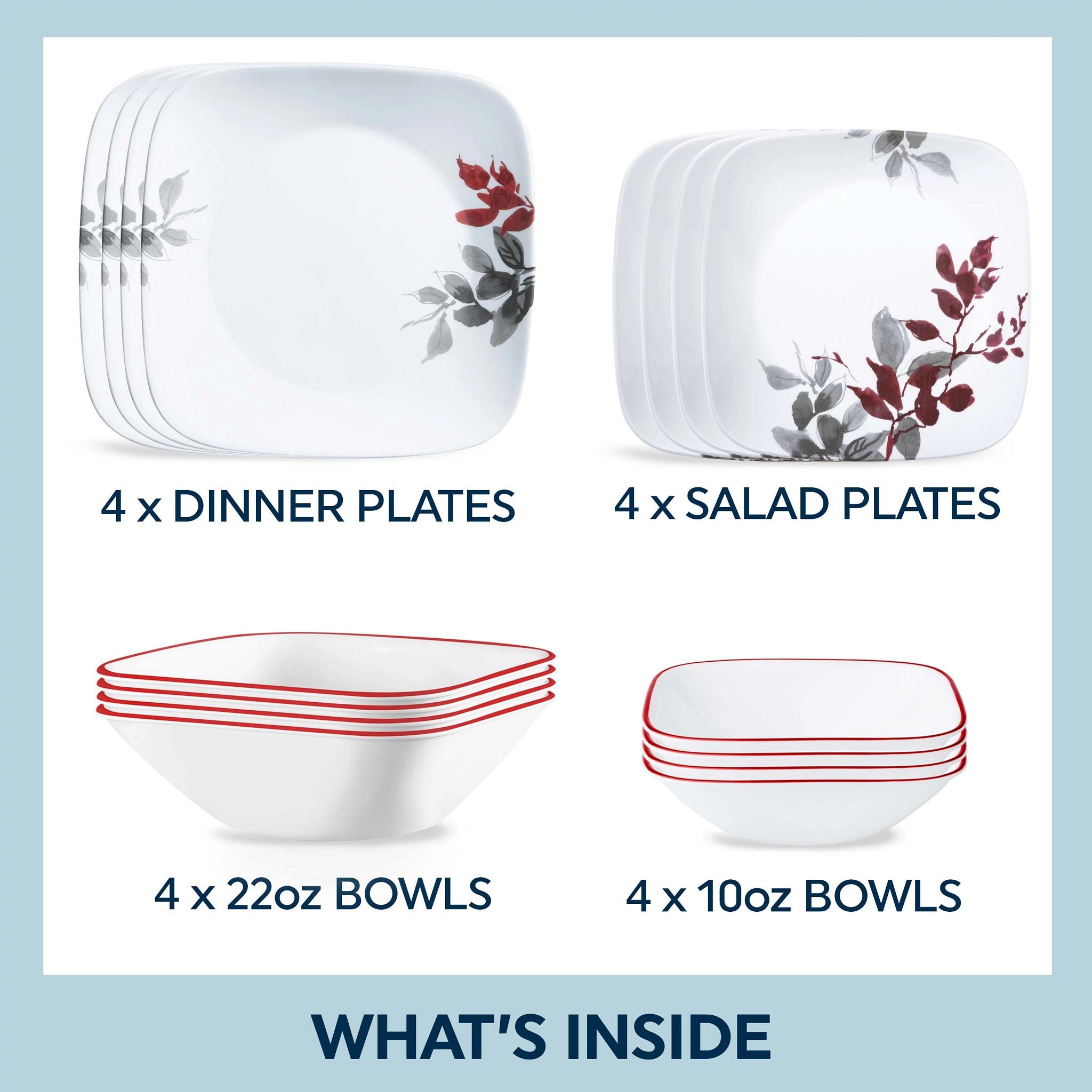 Corelle® Kyoto Leaves 16-piece Dinnerware Set. Service for 4 - Image 2