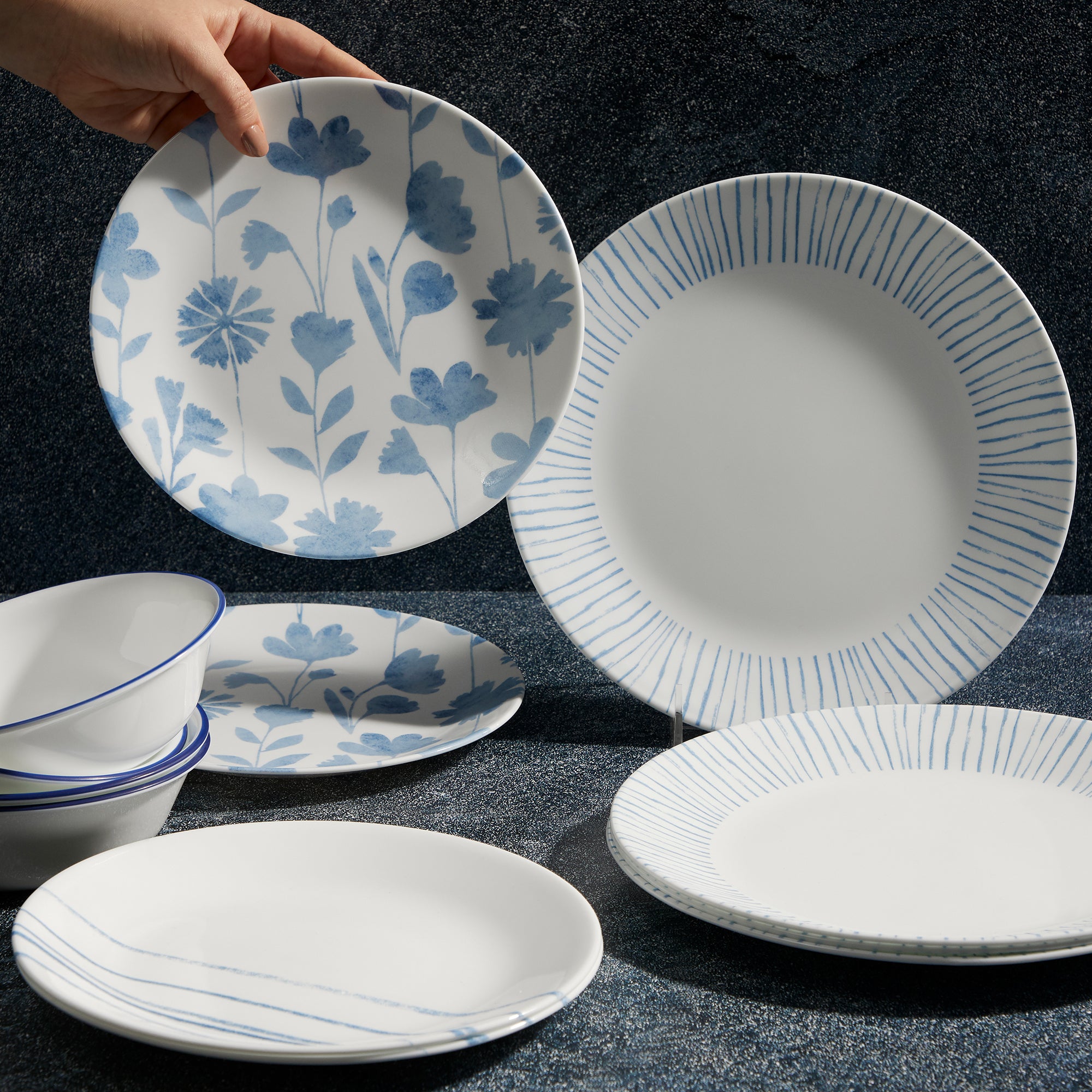 Corelle® Botanical Stripes 12-piece Dinnerware Set. Service for 4 - Image 3