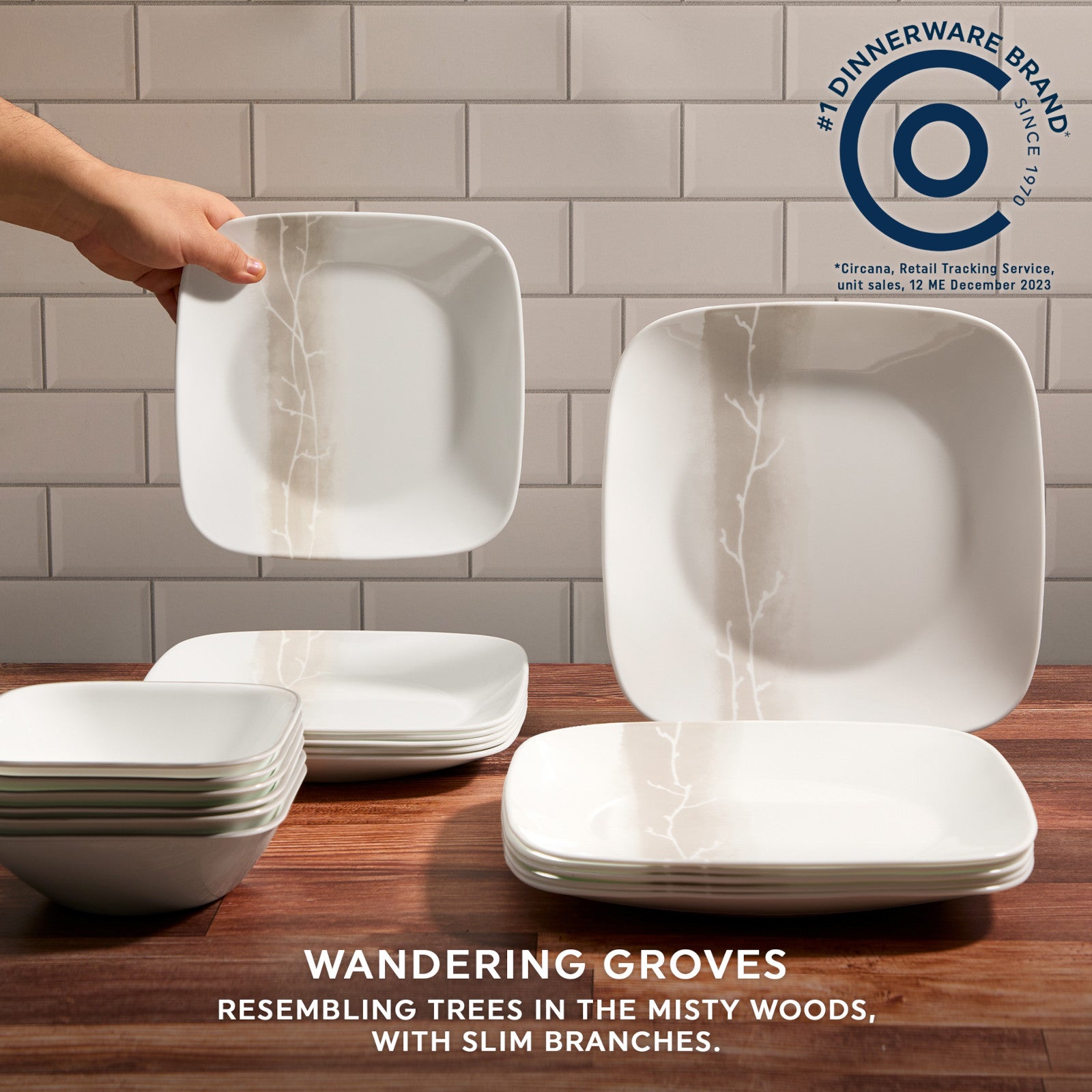 Corelle® Square Wandering Grove 18-piece Dinnerware Set. Service for 6 - Image 3