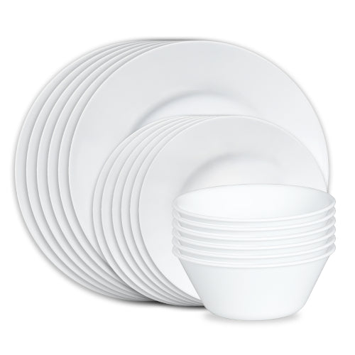 Corelle® Dazzling White Wide Rim 18pc Set. Service for 6