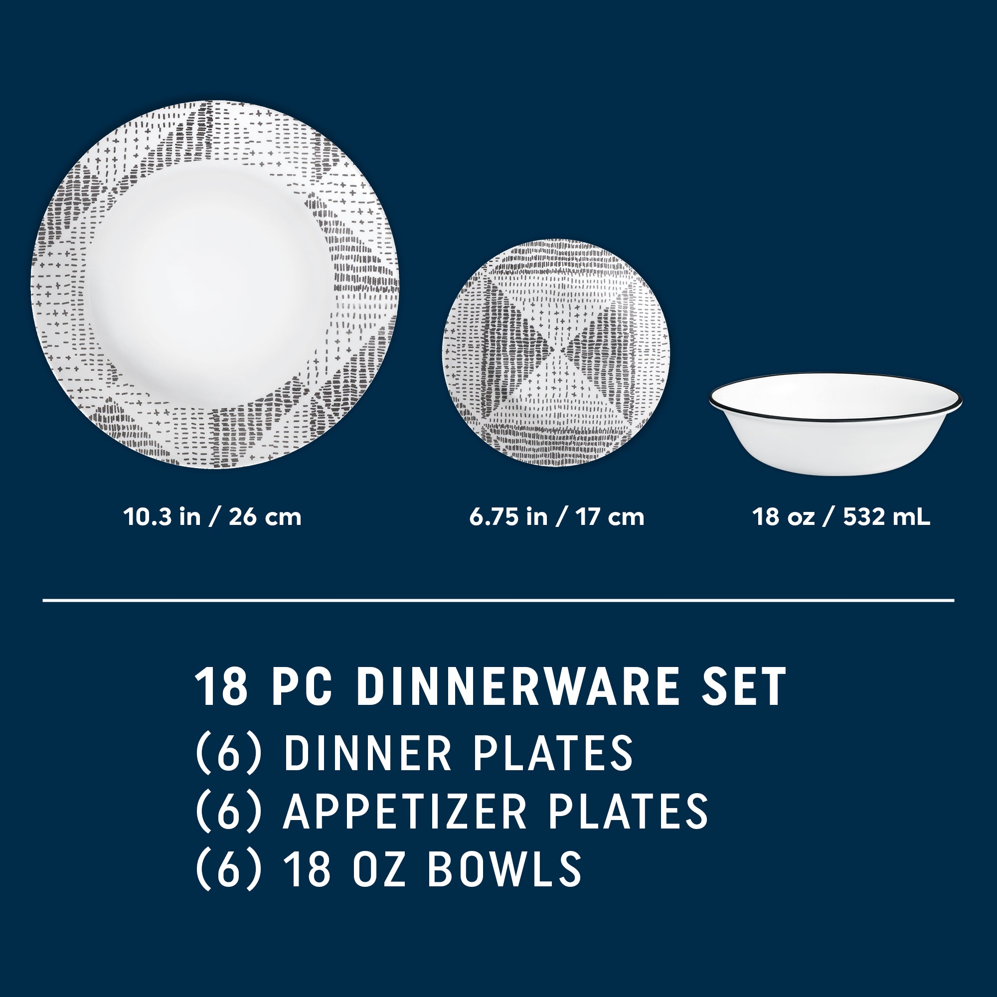 Corelle® Odisha 18-piece Dinnerware Set. Service for 6 - Image 2